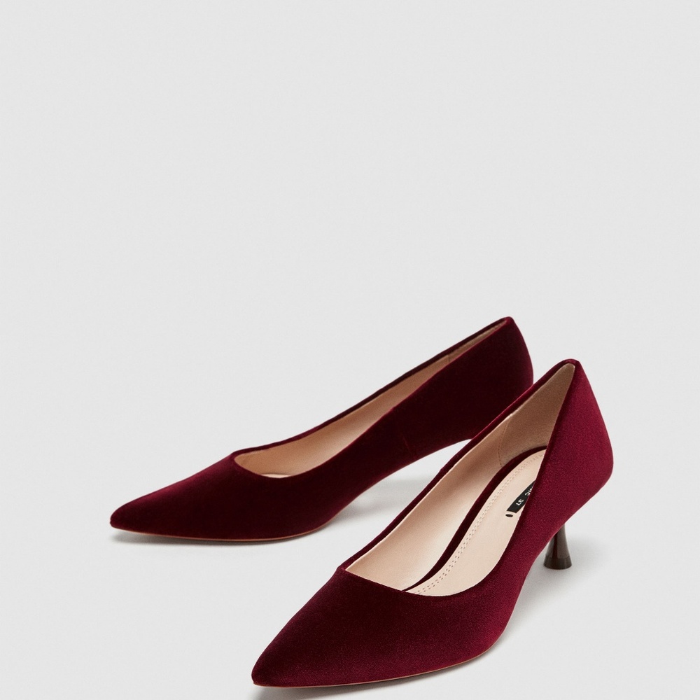 ZARA VELVET HIGH HEEL COURT SHOES 8